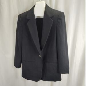 Sag Harbor Petite Vintage Black Wool Blazer, 14P